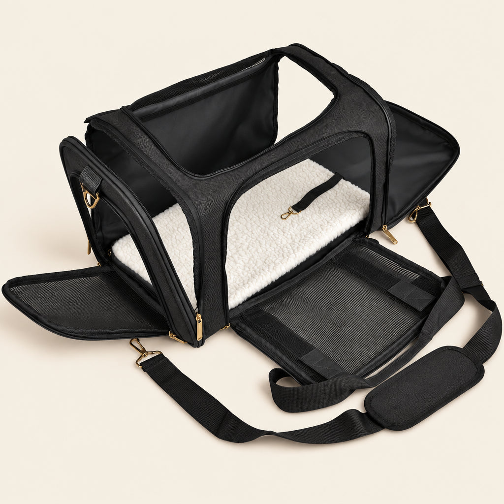 Airline-Approved Dog Carrier Bag | Soft-Sided with Fleece Pad | Black