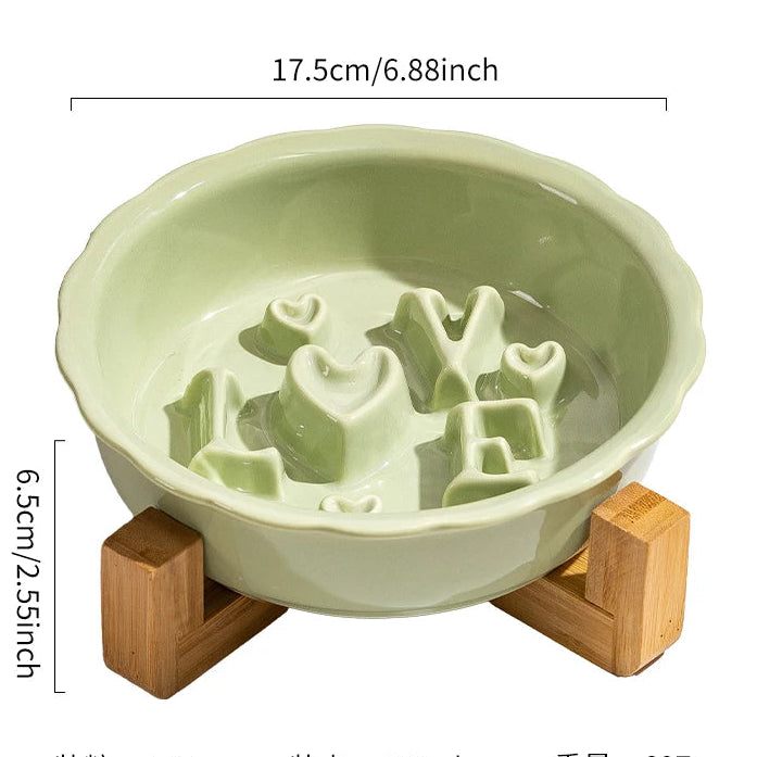 Ceramic Slow Feeder Dog Bowl | Anti-Overturn | Neck Protection | Anti-Choking | Flat Mouth Design