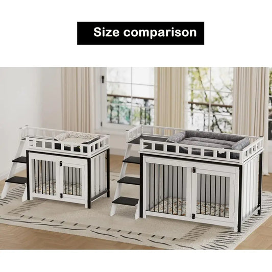 Dog Bunk Bed with Stairs & Storage | Small to Medium Dogs | 55" × 28" × 37"