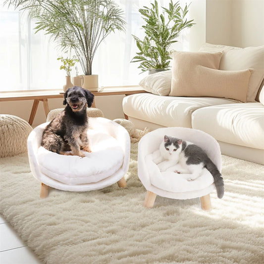Plush Dog Nesting Chair | Solid Wood Legs | Waterproof Cushion | Small Dogs