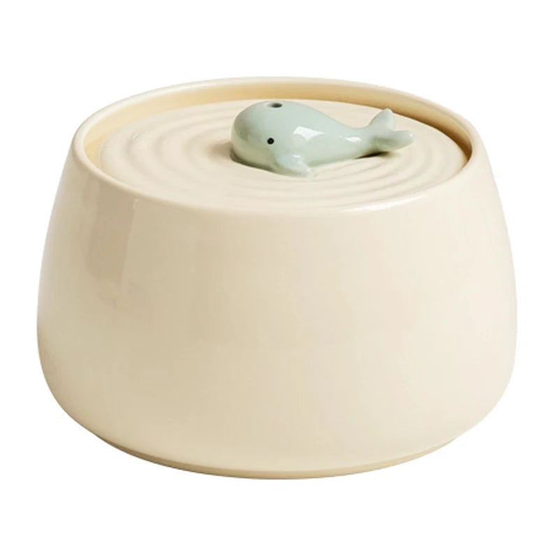 Ceramic Whale Dog Water Bowl | Automatic Circulating Dispenser | Stylish Pet Feeder