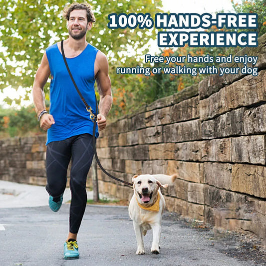 6-Way Multifunctional Leather Dog Leash | 8ft Hands-Free | Adjustable Slip Lead | Medium & Large Dogs