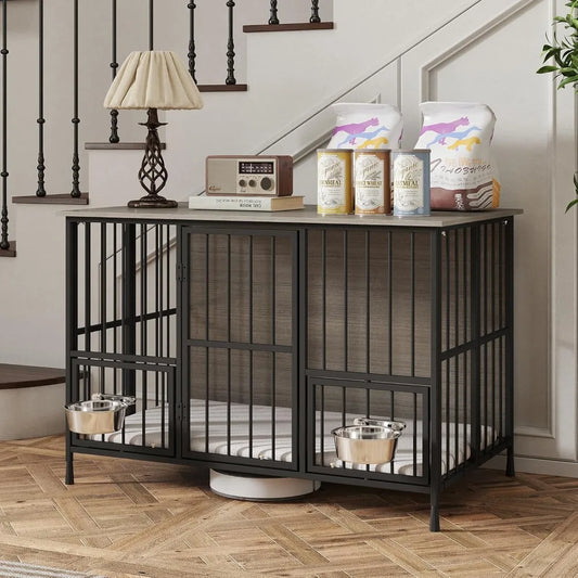 Large Foldable Dog Crate Furniture, Dog Kennel with Storage Top, Wooden Dog Crate Table for Medium to Large,Customized