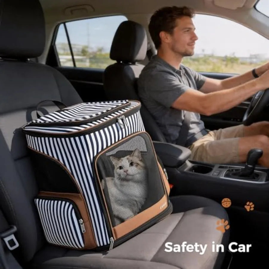 Expandable Pet Carrier Backpack | Breathable Mesh, Safety Leash | Small Dogs & Cats