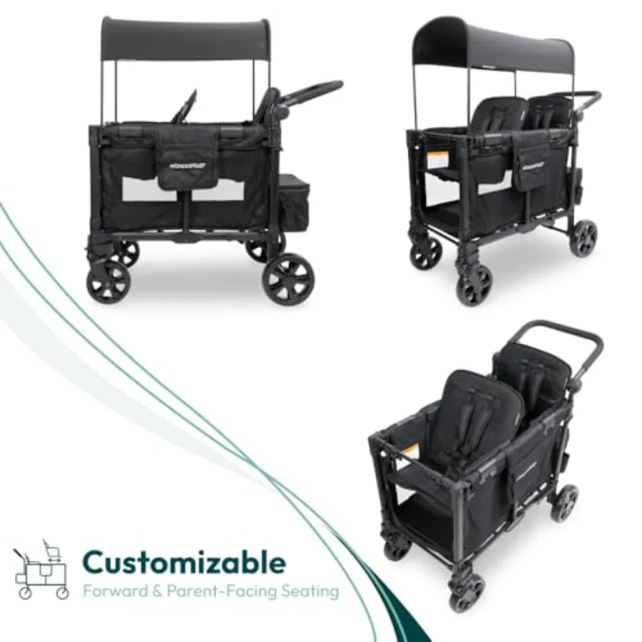 WonderFold W2 Elite Pro Stroller Wagon | Aluminum Frame | Adjustable Canopy | All-Terrain