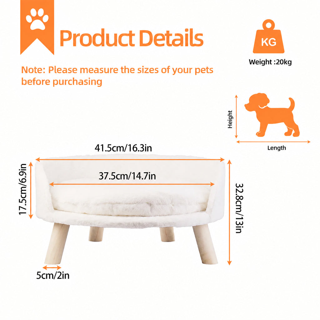 Plush Dog Nesting Chair | Solid Wood Legs | Waterproof Cushion | Small Dogs