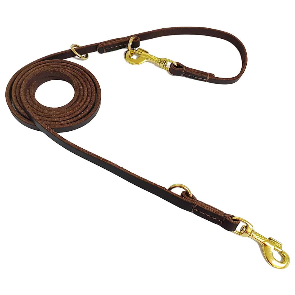 6-Way Multifunctional Leather Dog Leash | 8ft Hands-Free | Adjustable Slip Lead | Medium & Large Dogs