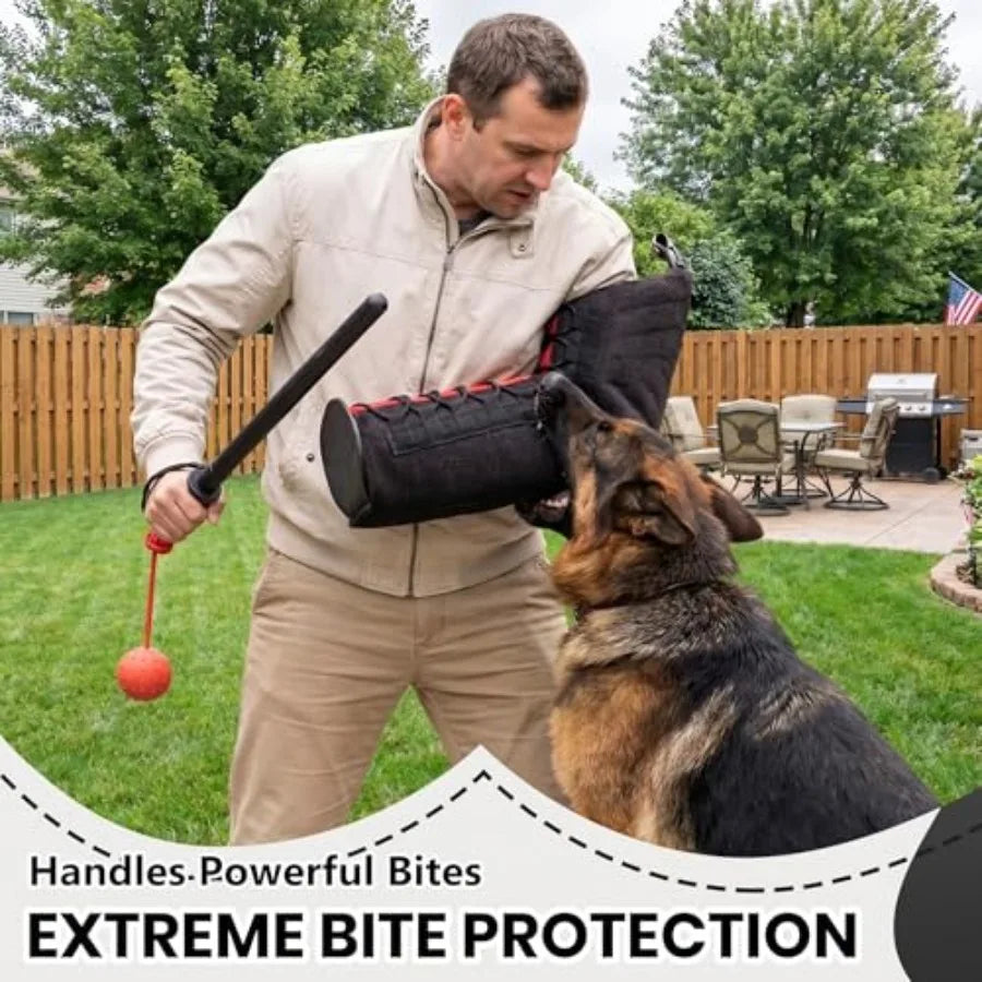 4-Piece Dog Training Kit | Bite Sleeve, Tug Toy, Training Stick & Rubber Ball | K9 & Large Dogs