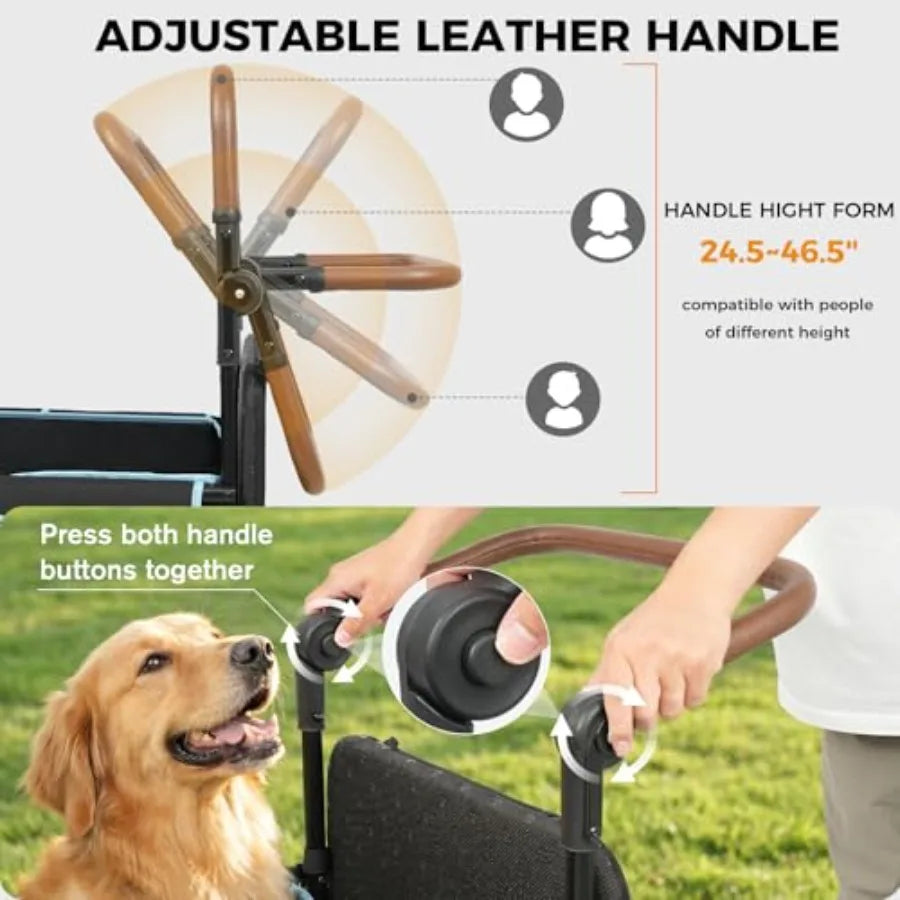 Extra Large Dog Stroller with Anti-Slip Ramp | Up to 100 lbs | Foldable All-Terrain