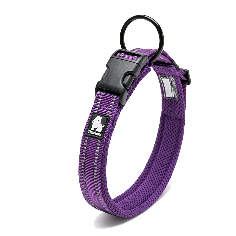 Padded Nylon Dog Collar | Duraflex Buckle | 3M Reflective | 7 Colors | XXS–XXXL