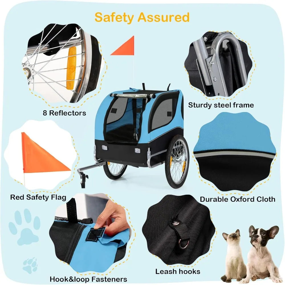 Dog Bike Trailer | 90 lb Capacity, 3 Doors, Aluminum Frame & Air-Filled Wheels