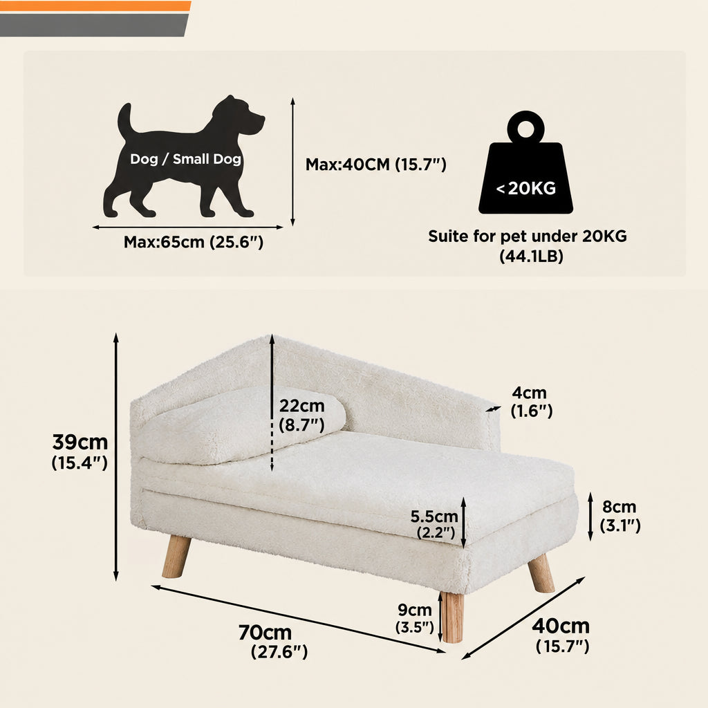 Elevated L-Shape Dog Sofa | Solid Wood Legs | Plush Lounge Cushion | S & M