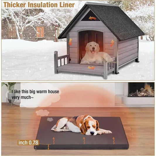Insulated Outdoor Dog House | Washable Thermal Liner & Reinforced Frame | Gray
