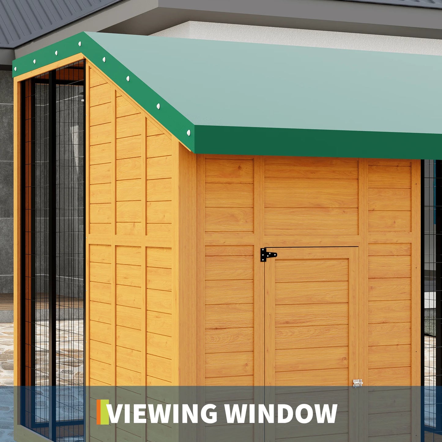 Hartelier Outdoor Dog Kennel | Metal Roof, Feeding Door & Secure Lock Gate