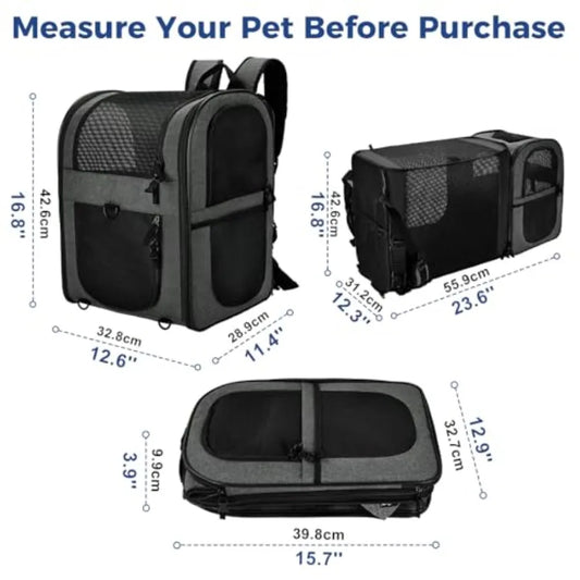 Pet Carrier Backpack | Safety Features & Cushion Back Support | Travel, Hiking & Outdoors