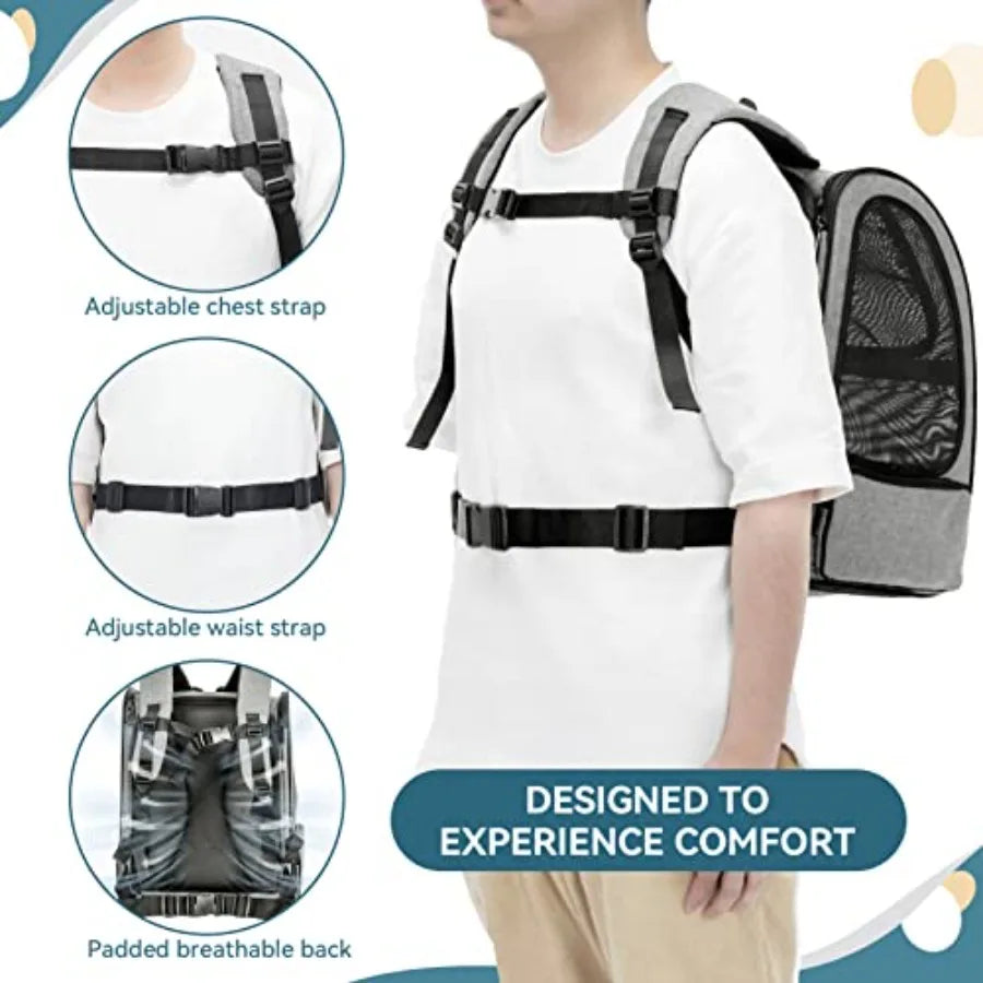 Expandable Dog Backpack Carrier | Great Ventilation & Fleece Mat | Hiking & Camping