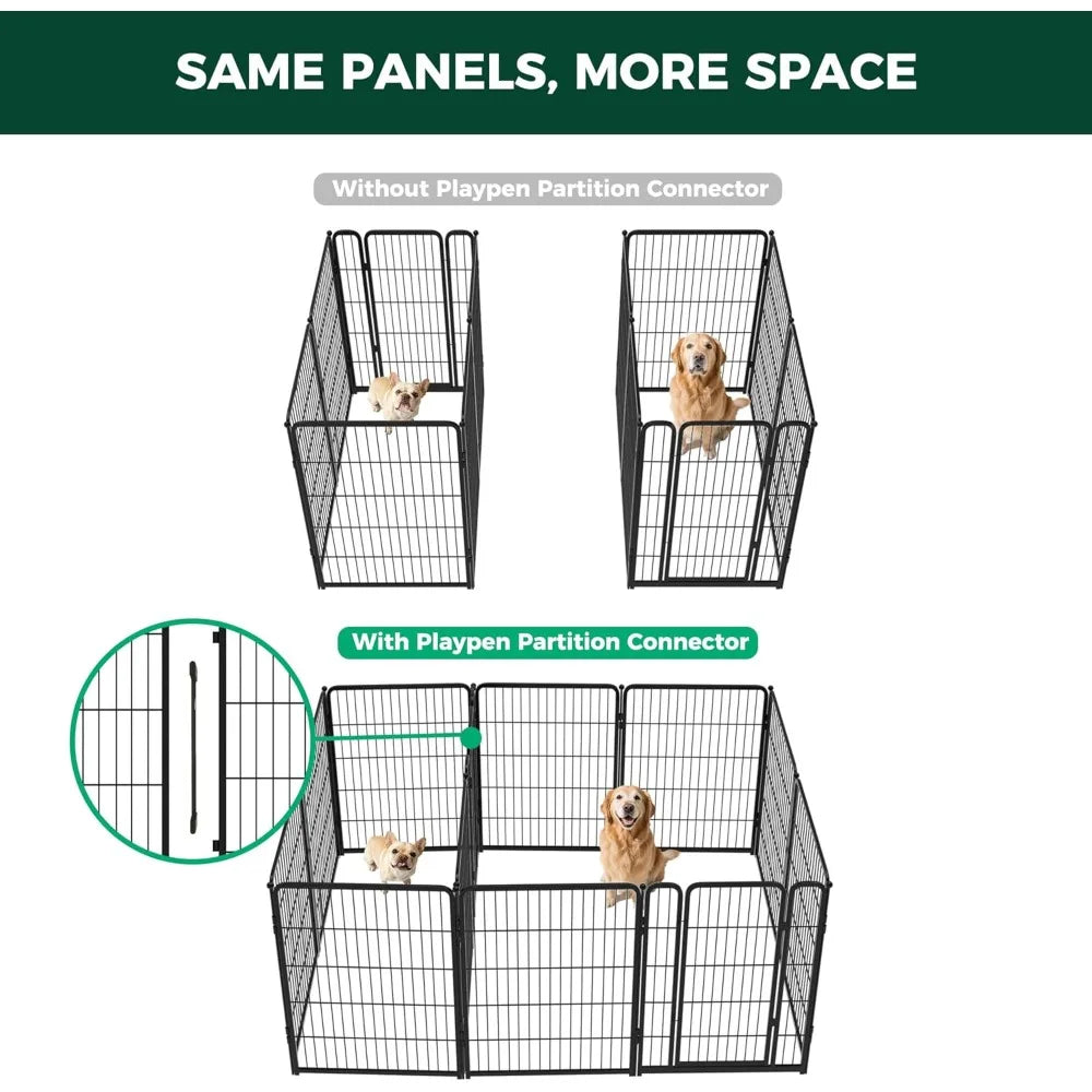 Indoor Dog Playpen | 12-Panel Heavy-Duty Metal | 40" High | Expandable | Black