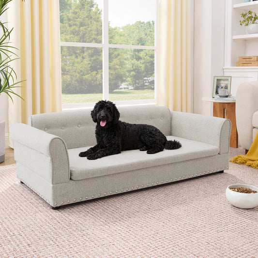 Hartelier Oversized Dog Sofa Bed | Modern Linen with Backrest & Armrests