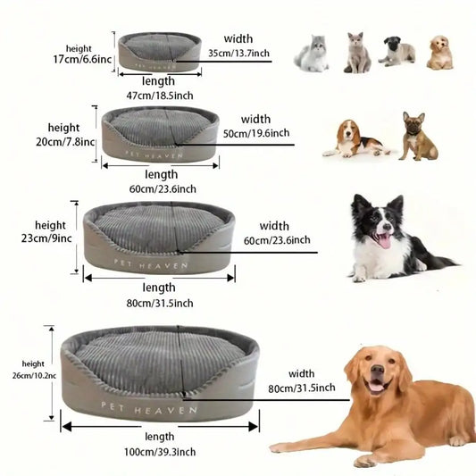 All-Season Plush Cotton Dog Bed | Machine Washable | S–L