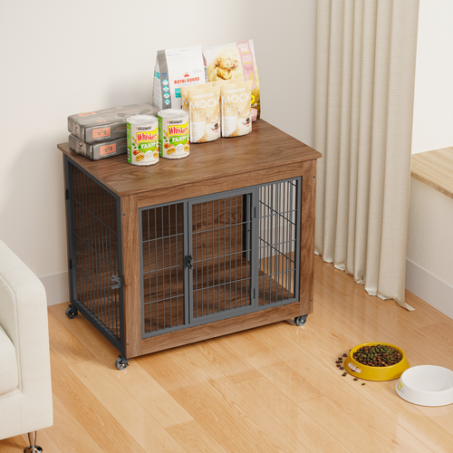 Dog Crate Furniture with Wheels