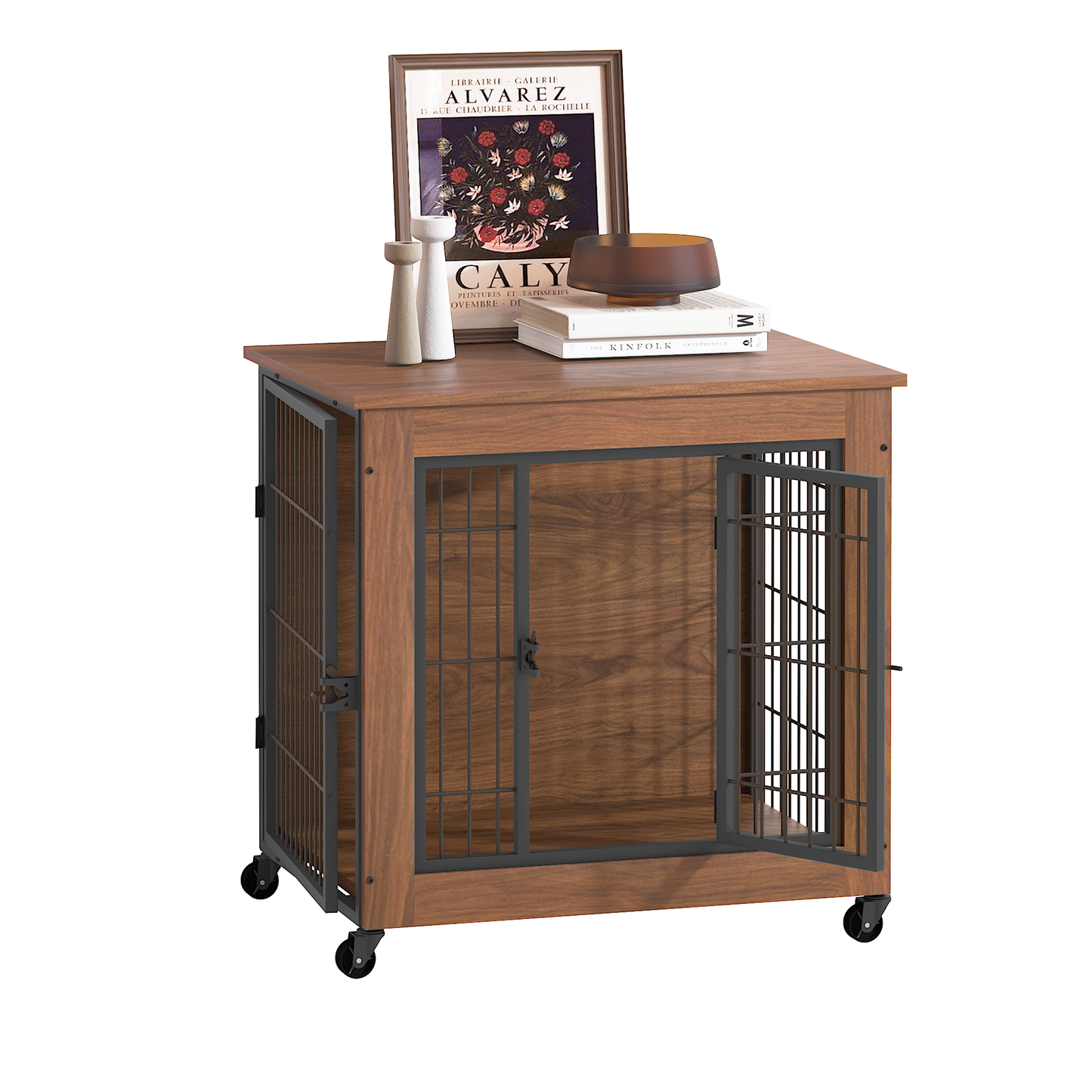 Dog Crate Furniture with Wheels