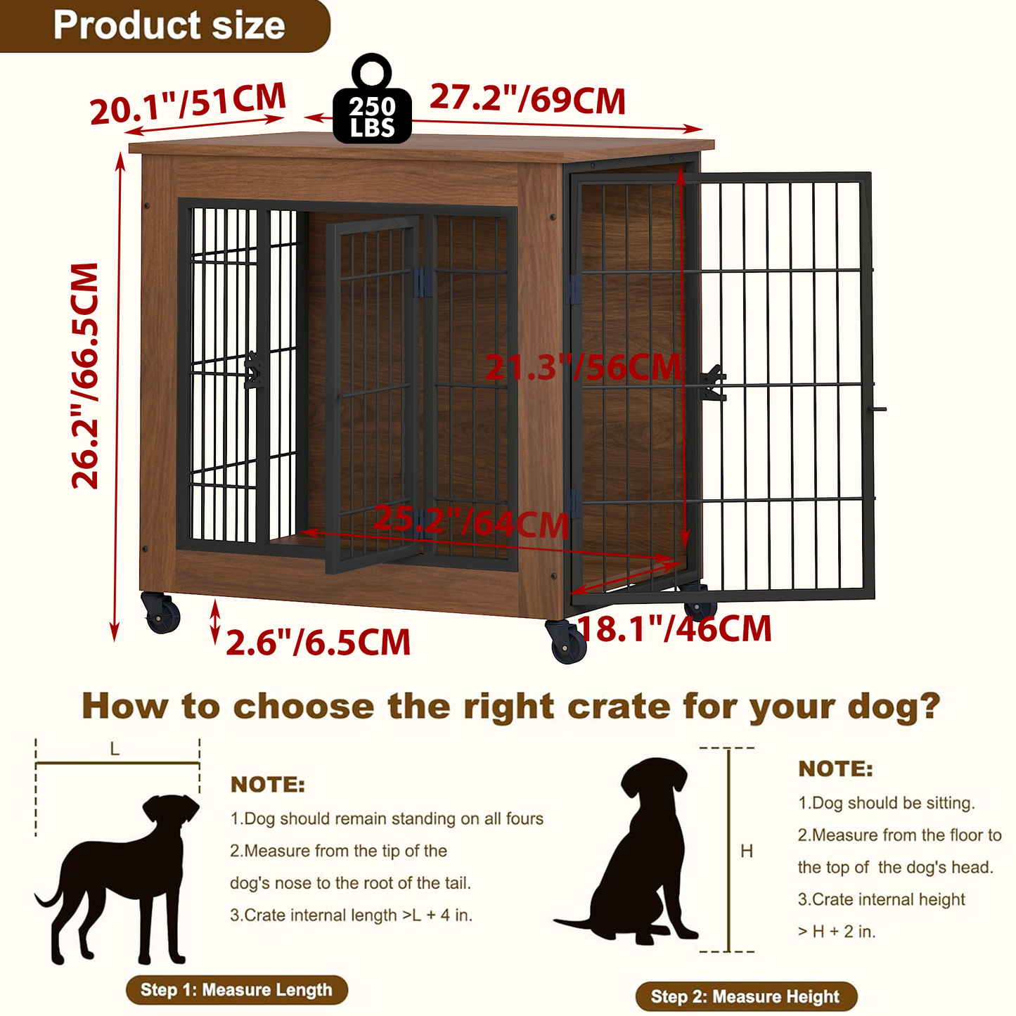 Dog Crate Furniture with Wheels