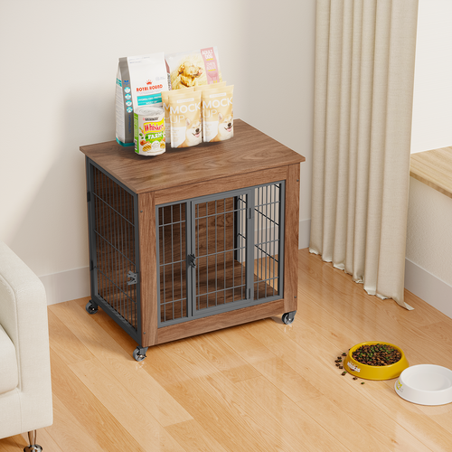 Dog Crate Furniture with Wheels