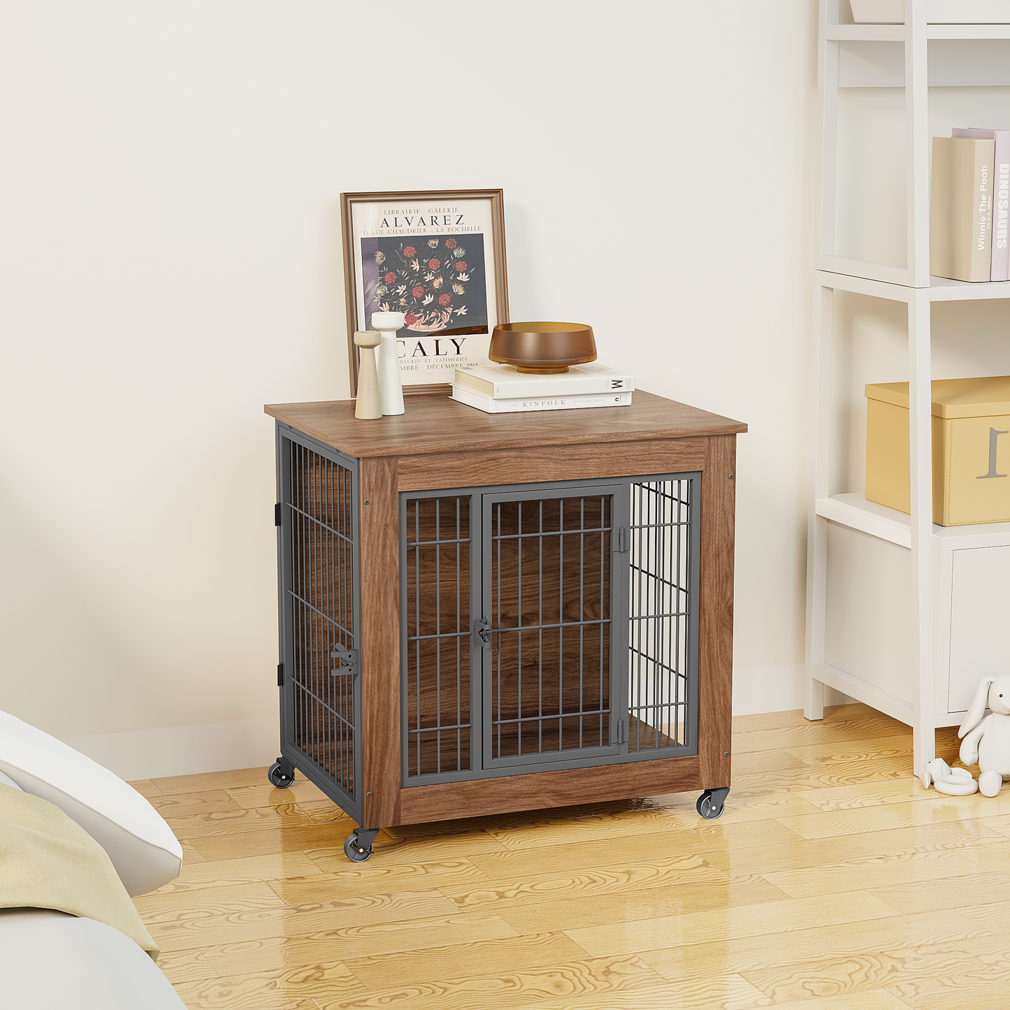 Dog Crate Furniture with Wheels