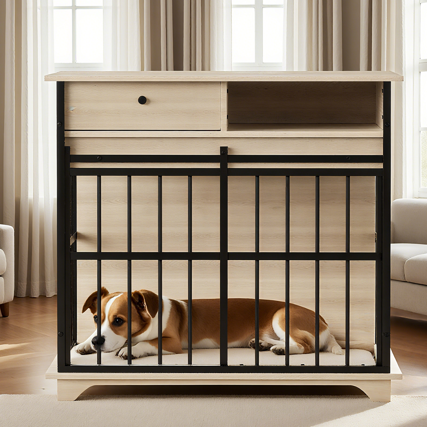 Modern Dog Crate Furniture with Storage