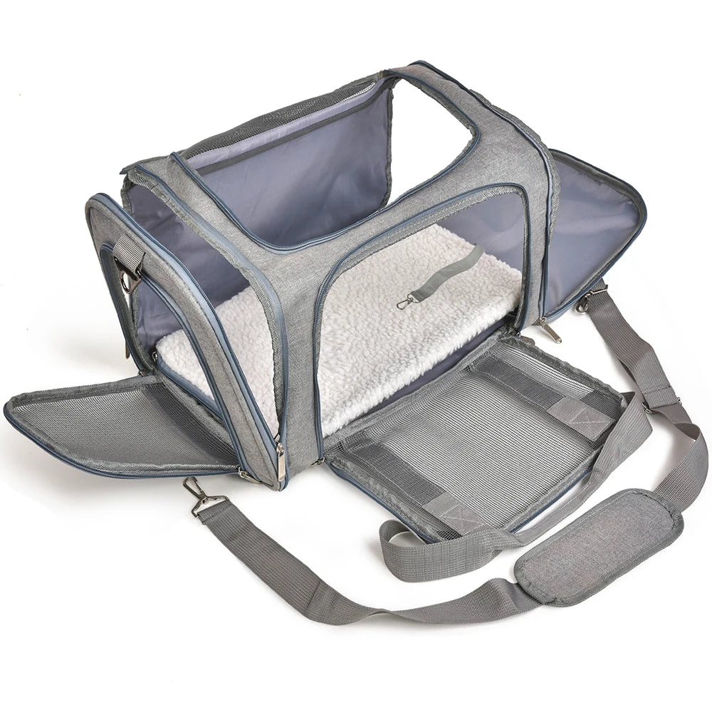 Airline-Approved Dog Carrier Bag — Soft-Sided Backpack with Fleece Pad | M & L