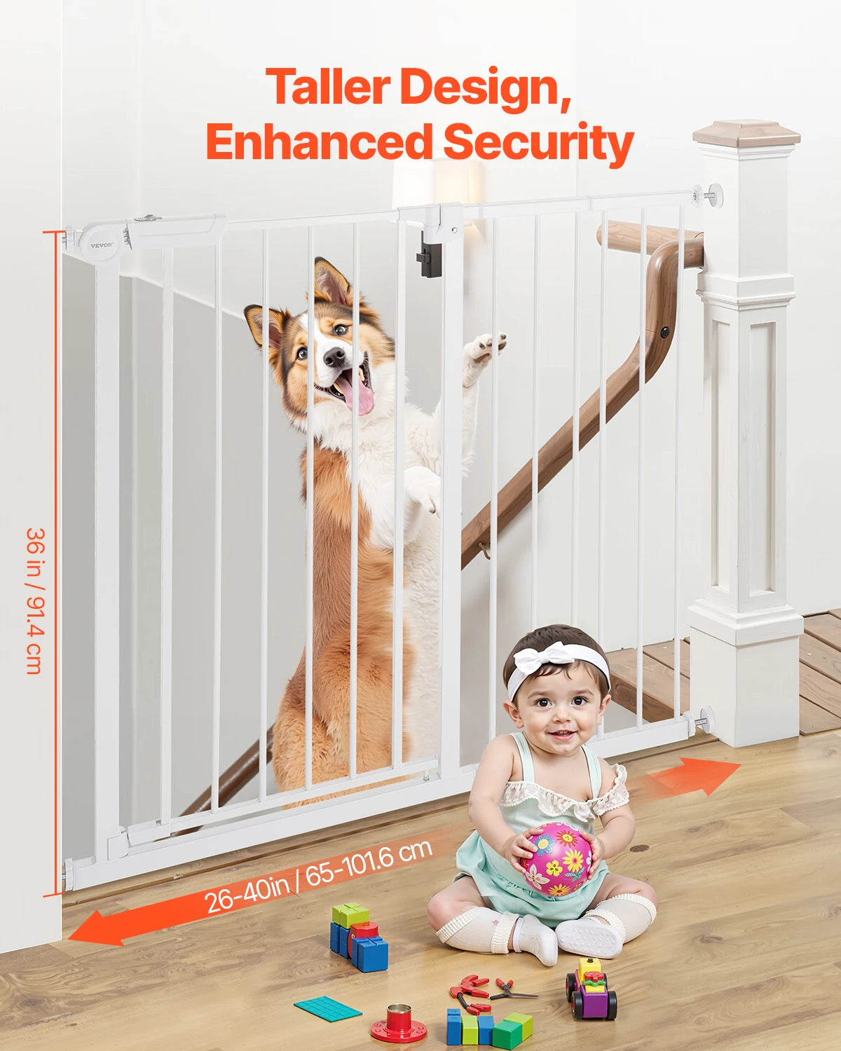 Dog Gate 30" High — Pressure Mount, Auto-Close, One-Hand Operation | Black | Walk-Thru
