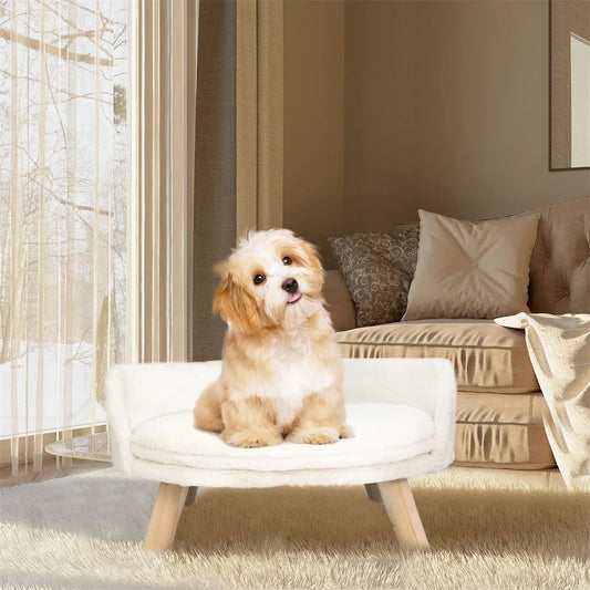 Plush Dog Nesting Chair | Solid Wood Legs | Waterproof Cushion | Small Dogs