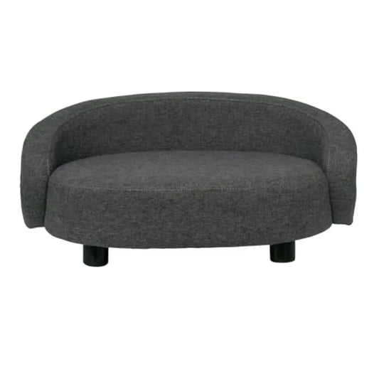 Arc Crescent Back Sofa Dog Bed | Tufted Cushion & Armrest | Modern Indoor Pet Furniture | Dark Gray