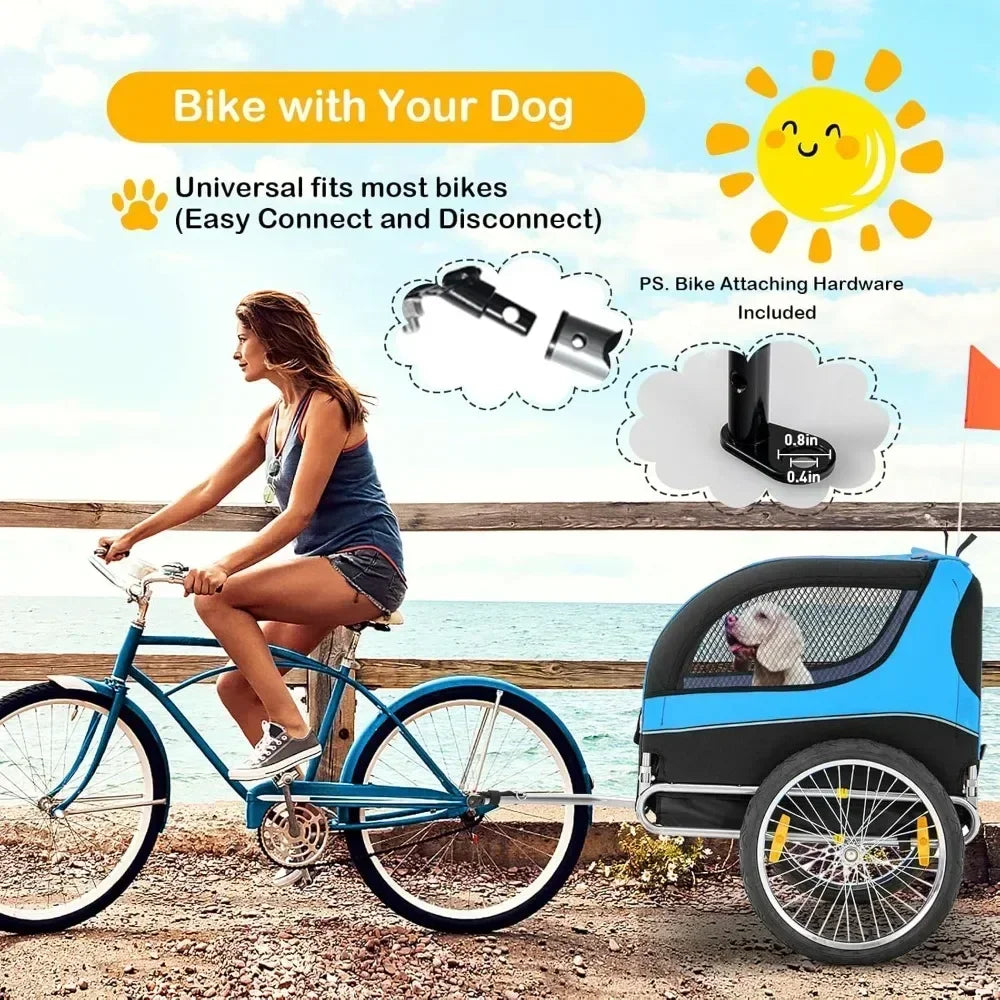 Dog Bike Trailer | 90 lb Capacity, 3 Doors, Aluminum Frame & Air-Filled Wheels