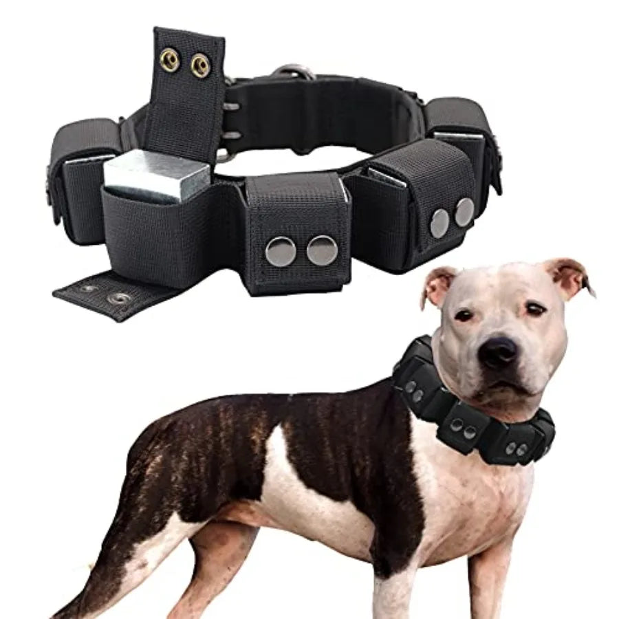 Tactical Weighted Dog Collar | Heavy-Duty Nylon, Adjustable | Training & Exercise | Black
