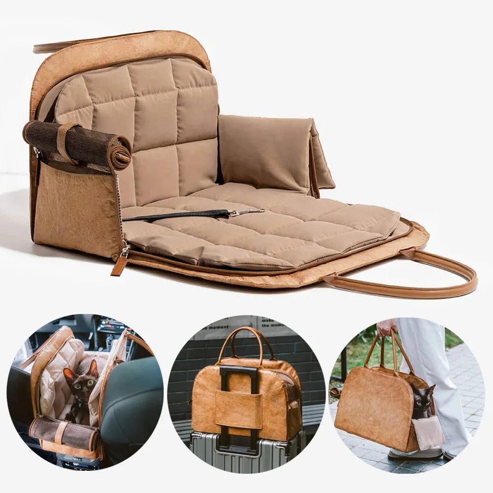 Luxury Pet Carrier Bag | Windproof Travel Bag for Small Dogs & Cats