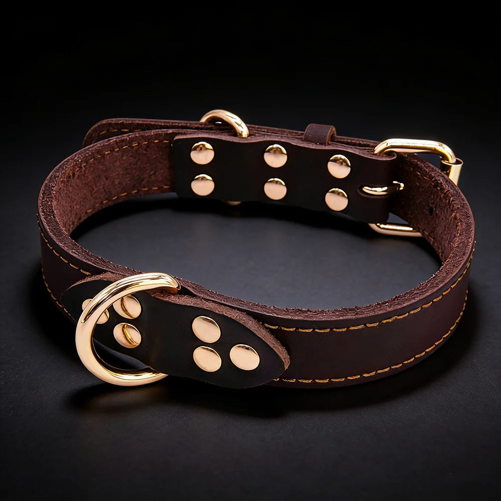 Genuine Top-Layer Leather Dog Collar | Handmade | Skin-Friendly | 3 Sizes | Medium to Large