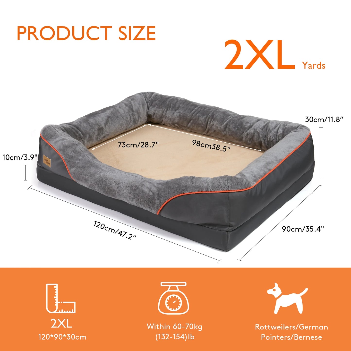 Orthopedic Memory Foam Dog Bed with Bolster | L to 3XL