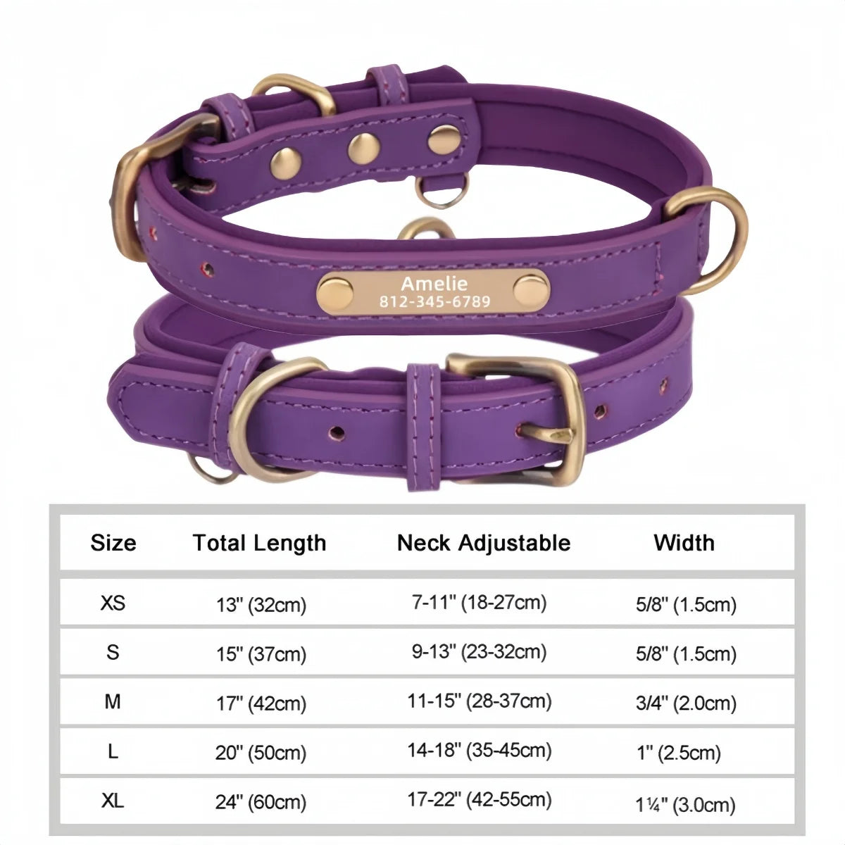 Personalized Leather Dog Collar | Free Name Engraving | Soft Padded | 9 Colors | XS–XL