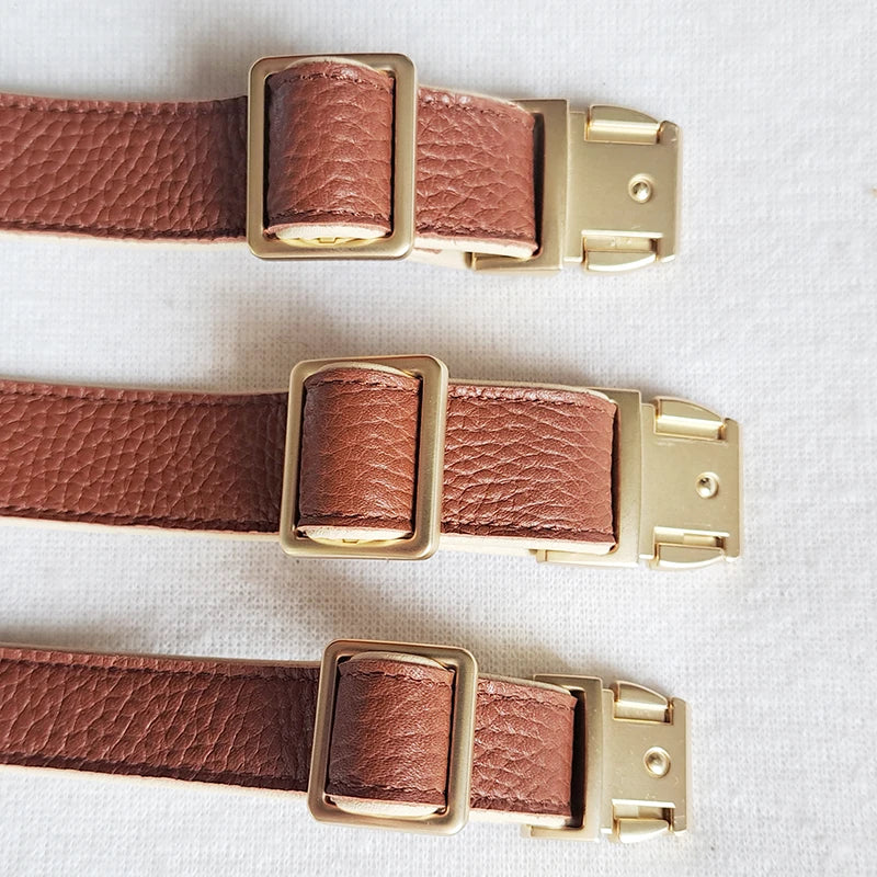 Luxury Genuine Leather Dog Collar for Small Breeds — Brown