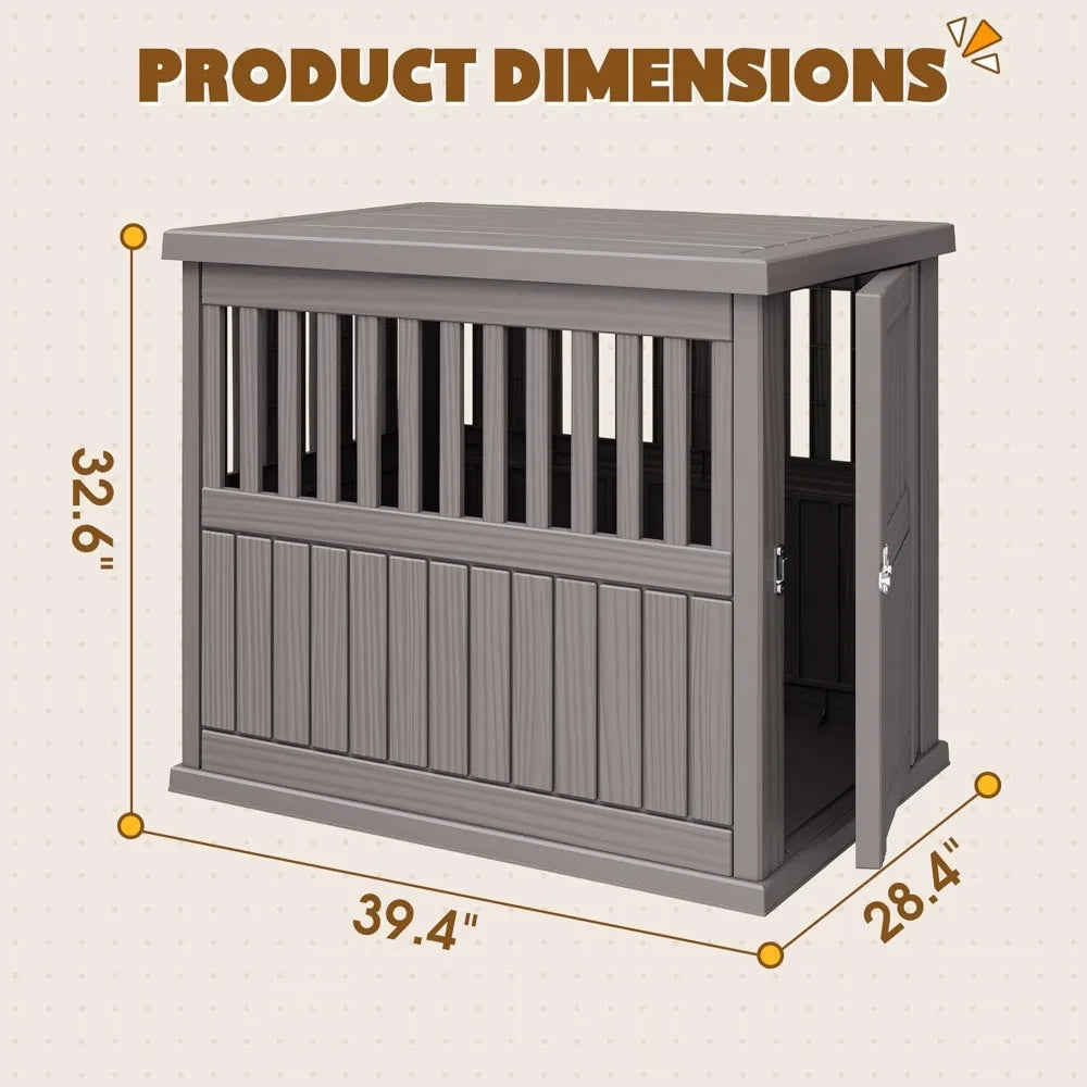 Dog Crate Furniture, Heavy Duty Dog Crate for Large and Medium Dog, Lockable Indoor Outdoor Dog Kennel & End Table，Customized