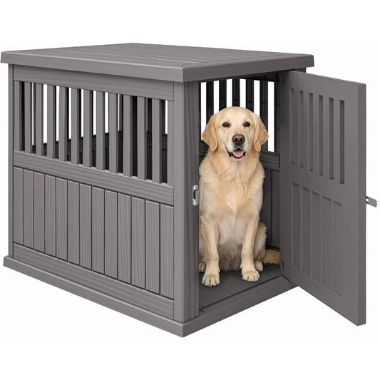Dog Crate Furniture, Heavy Duty Dog Crate for Large and Medium Dog, Lockable Indoor Outdoor Dog Kennel & End Table，Customized
