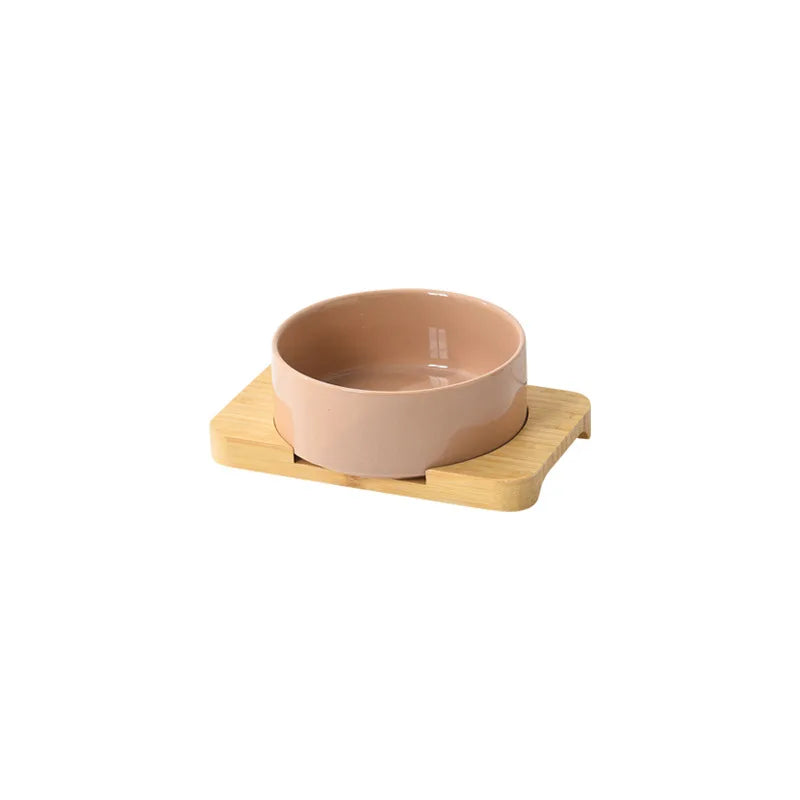 Ceramic Dog Bowl Set | Single, Double & Triple | Bamboo Stand | 6 Colors | 400ml & 850ml