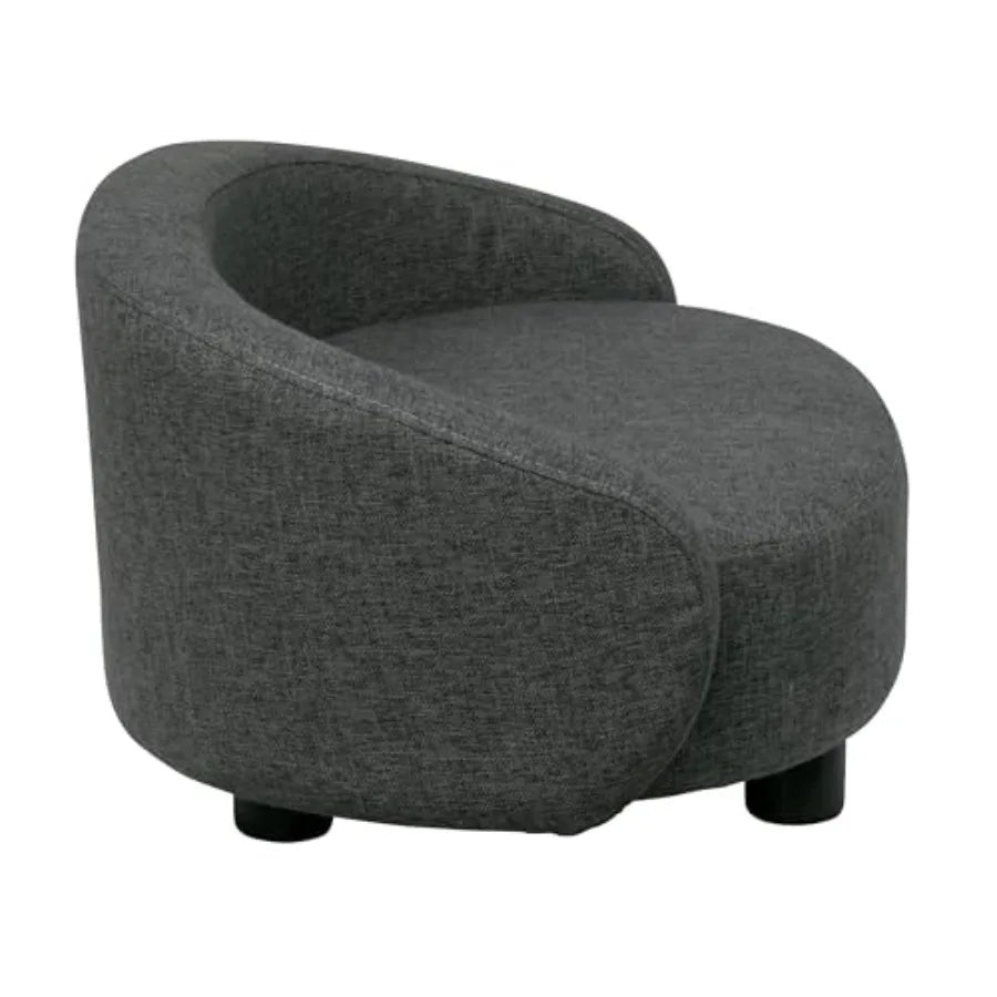 Arc Crescent Back Sofa Dog Bed | Tufted Cushion & Armrest | Modern Indoor Pet Furniture | Dark Gray