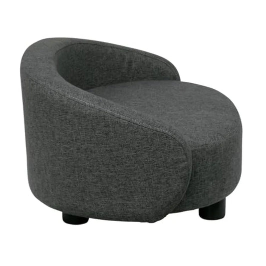 Arc Crescent Back Sofa Dog Bed | Tufted Cushion & Armrest | Modern Indoor Pet Furniture | Dark Gray