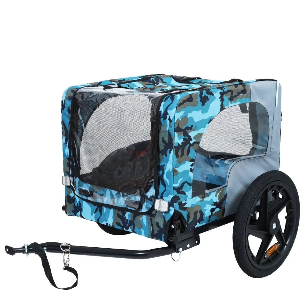 Dog Bike Trailer Pet Cart for Bicycle Easy Folding Quick Release Wheels Non-Slip Floor Internal Leash Small Medium Pets
