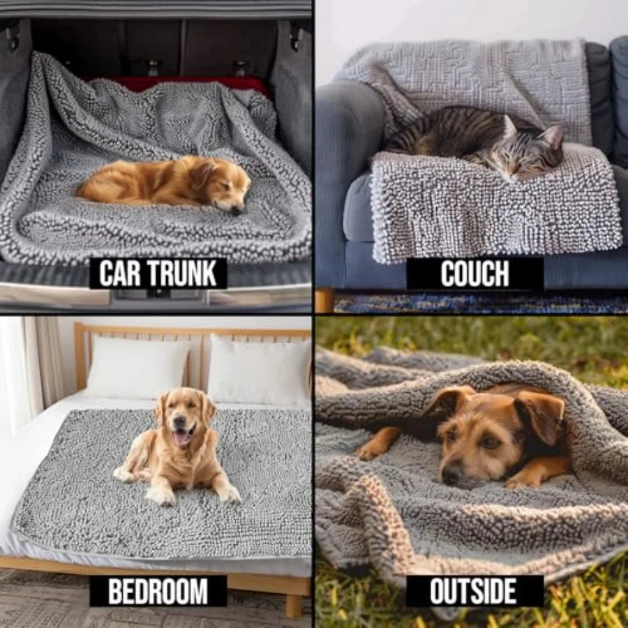 Chenille Dog Blanket | Water-Absorbing, Anti-Slip & Washable | Bed & Couch Cover
