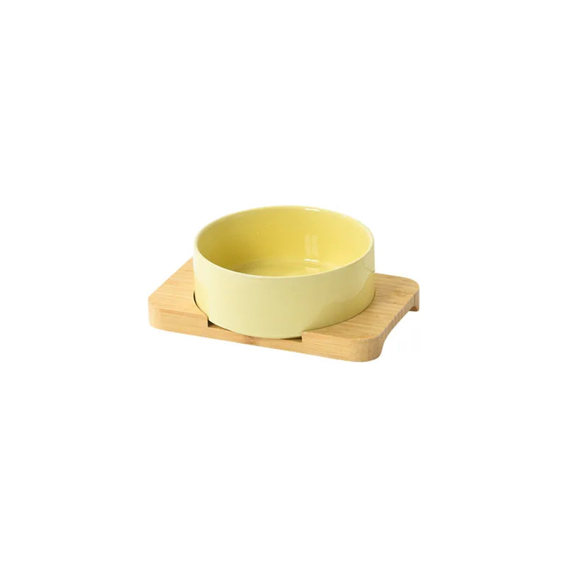 Ceramic Dog Bowl Set | Single, Double & Triple | Bamboo Stand | 6 Colors | 400ml & 850ml