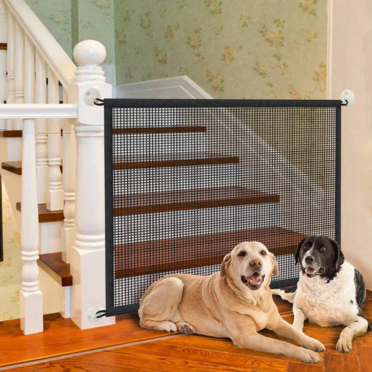 Folding Mesh Dog Barrier Fence | Stair Gate & Playpen | 3 Sizes | Black