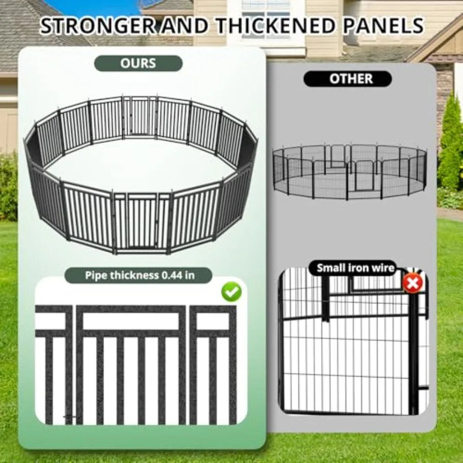 16-Panel Foldable Dog Playpen — 40" Height, Indoor & Outdoor | Black & Silver